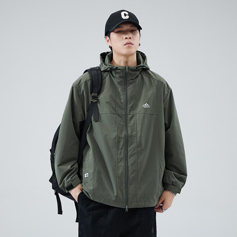 Season Three-Proof Hooded Jacket Men'S Trendy Brand Loose Windproof Waterproof Outdoor Tooling Jacket