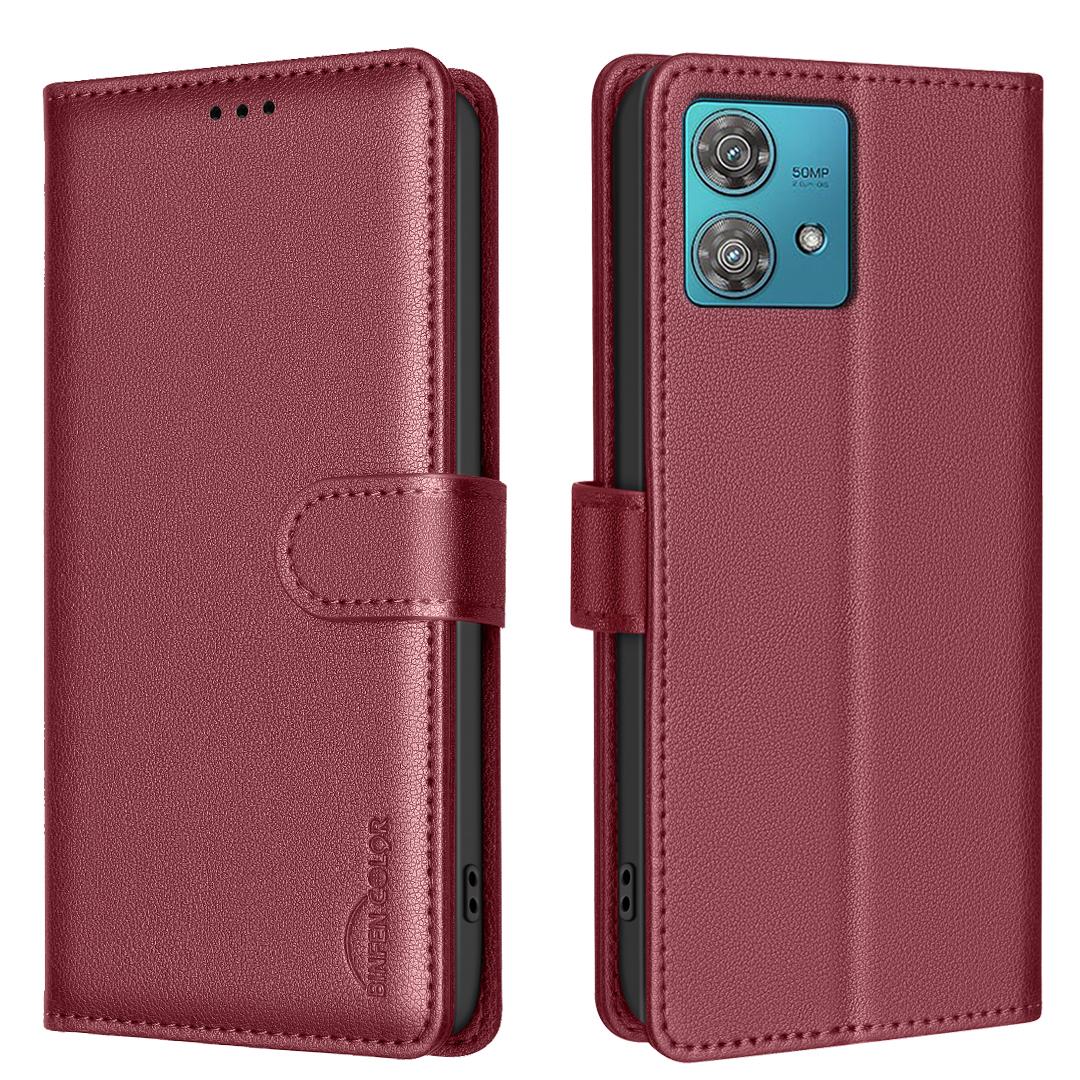 

BINFEN COLOR BF32 For Motorola Edge 40 Neo 5G Phone Case Litchi Texture RFID Blocking Leather Phone Cover B