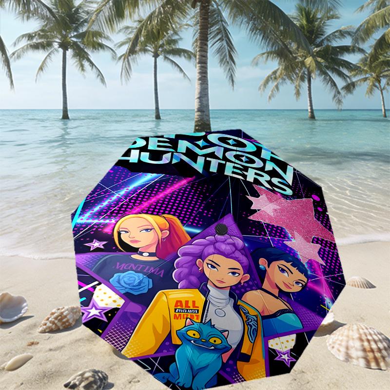 KPop Dämonenjäger Druck Regenschirm Automatisches Öffnen/Schließen - Tragbares Faltbares Design - Tägliche Nutzung für Reisen/Outdoor - Geschenk zum Geburtstag