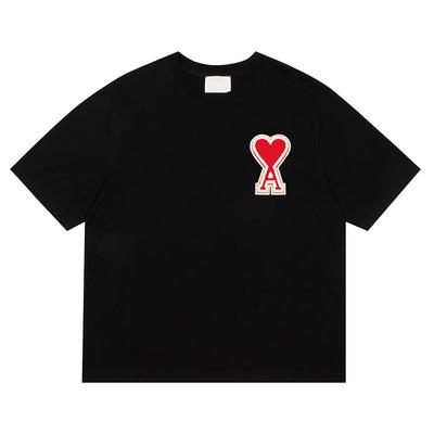 Summer New Letter Woven Micro Label Pure Cotton Short Sleeved Loose Couple T-shirt
