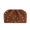 Versatile Matt Side Clutch Bag Retro Large Capacity Lady Hand-held Purse Leopard Print Magnetic Button Pleated Rivet Handbag