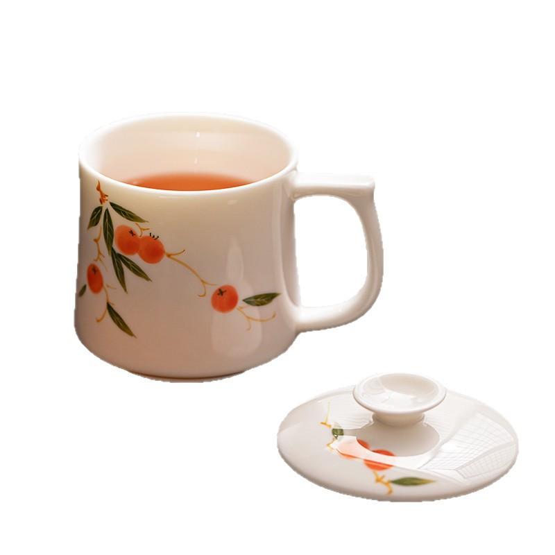 hand-painted persimmon persimmon ruyi underglaze color brewed tea cup tea water separation ceramic water cup office high-value coffee cup