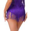 Women Salsa Latin Dance Performance Competition Costume Elastic Waistband Tiered Tassels Skirt