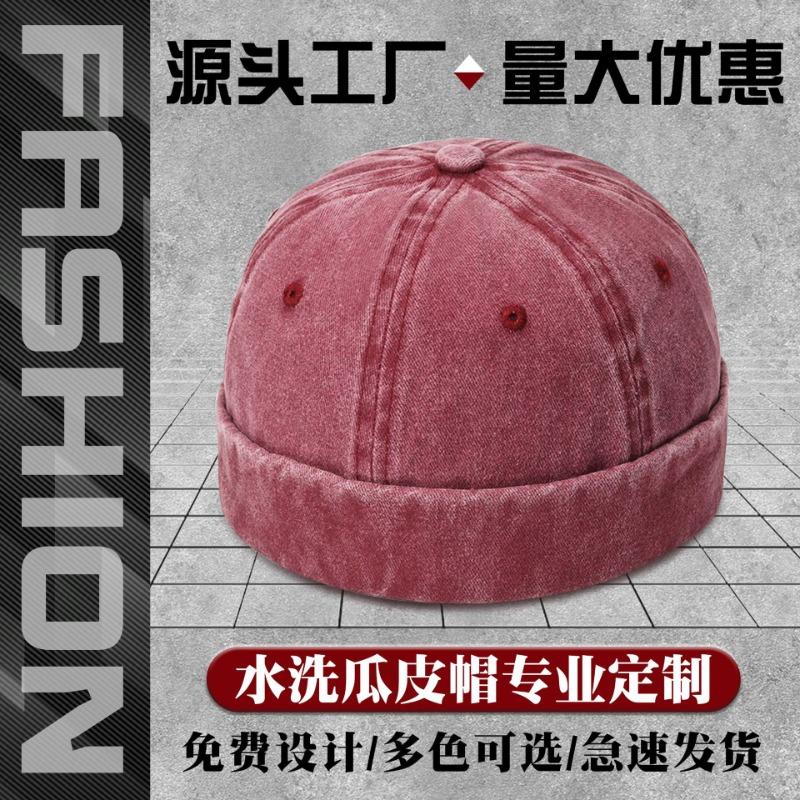 Washed denim melon fur hat embroidery street light board landlord hat personality fashion retro outdoor tide