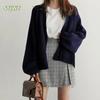 Women's Color V-neck Button-down Sweater