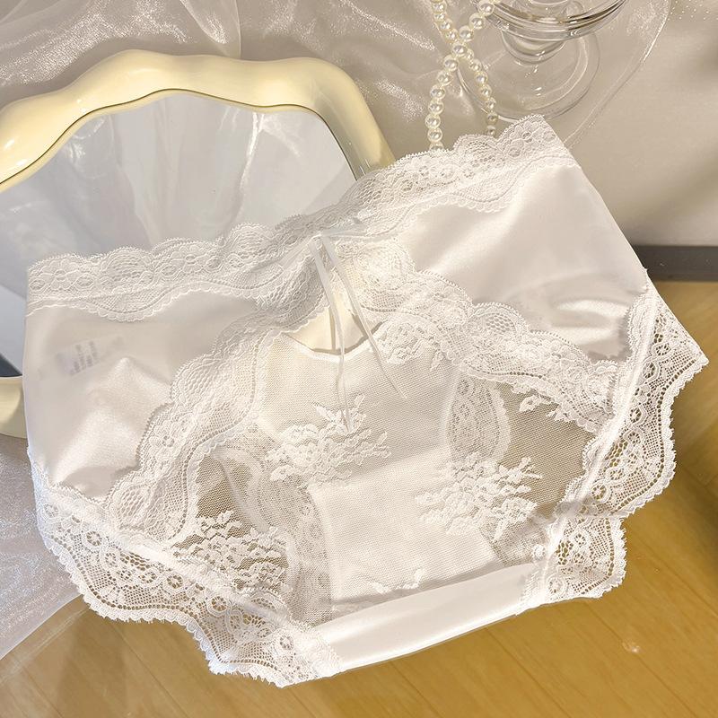 Lady Summer Sexy Pure Desire Sweet Lace Clash Color Stitching Mesh Gauze Comfortable Briefs