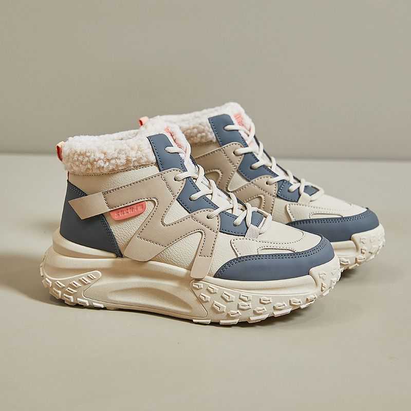 

Обувь женская 2025 новая популярная обувь с высоким верхом на толстой подошве, увеличивающая рост, кроссовки «папины», обувь из экстра-толстого бархата, зимняя спортивная обувь 40 синий