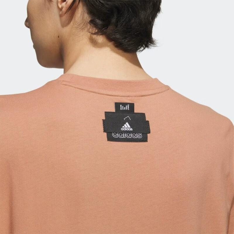 Adidas Solid Color Logo Embroidered Crew Neck Short Sleeve T-Shirt Men Tops Brown IA8132