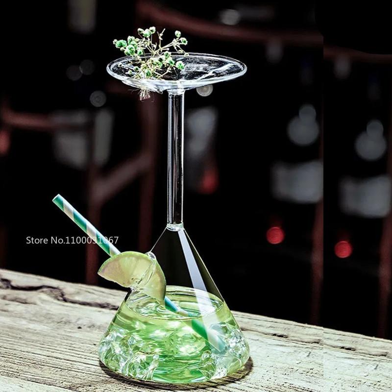 1/2PCS Creative Cocktail Glass Cup Upside Down Martini Glasses Wine Glass Juice Cuisine Sashimi Dry Ice Container Leisure Ba