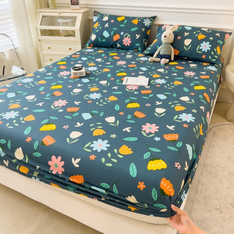 Pure Cotton Bed Sheet Set Cartoon Design Twin Full Size Four Seasons Bedding 100% Cotton Mattress Protector Fresh Style Bed Cover 3 Piece Set