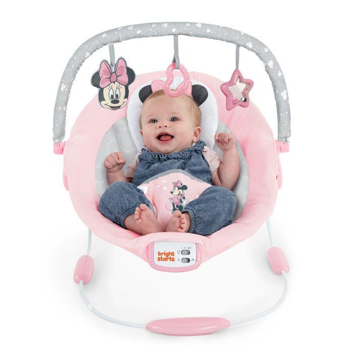 DISNEY BABY -MINNIE-Baby Bouncer Arch with Removable Disney Developmental Toys, 8 Melodies, Calming Vibrations, Adjustable Headrest