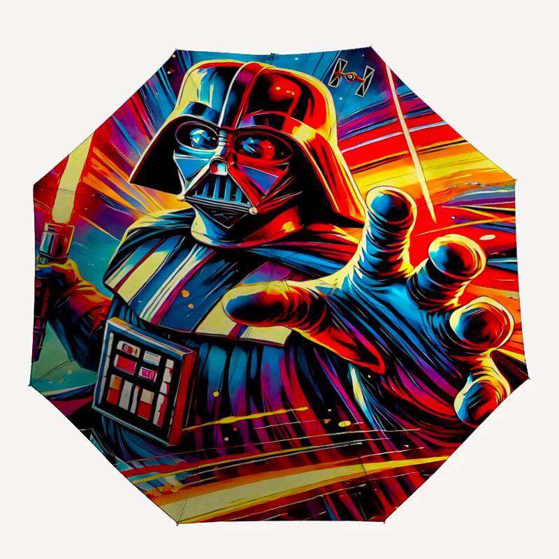 

1pc Darth Vader, Lightsaber Automatic Folding Umbrella - Compact 8-Rib Design, Durable Plastic & Iron, Daily Use F104024