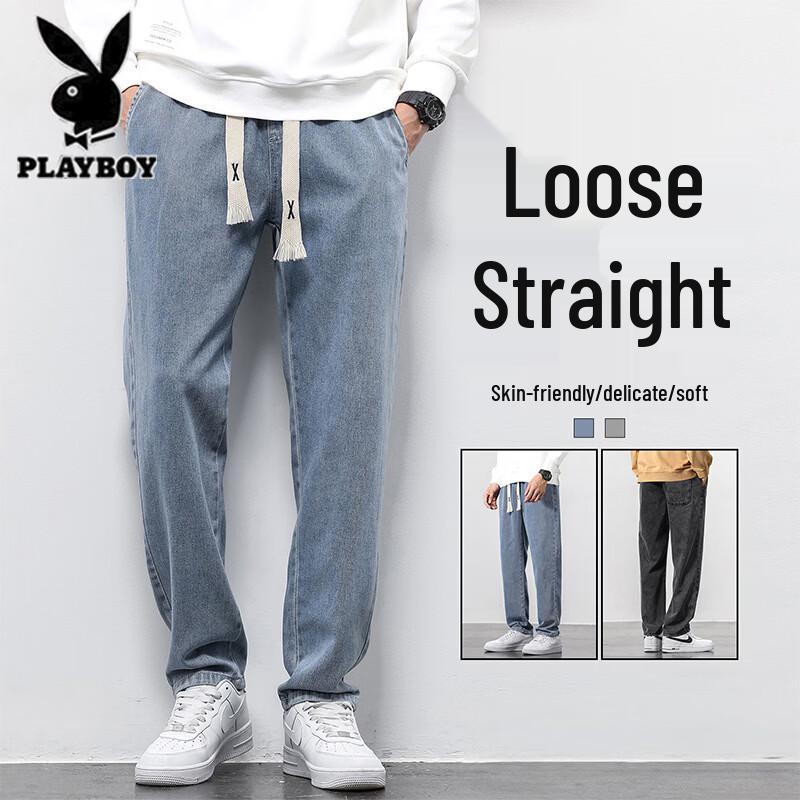 Playboy Men s Loose Fit Straight Leg Summer Jeans 2XL