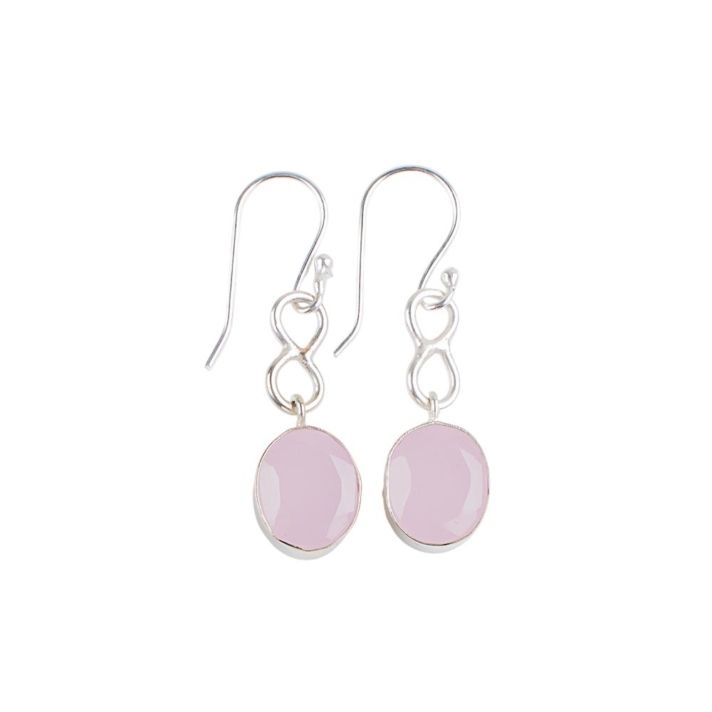 Rose Chalcedony Gemstone 925 Sterling Silver Handmade Jewelry Earrings 1.60" EE-12-15