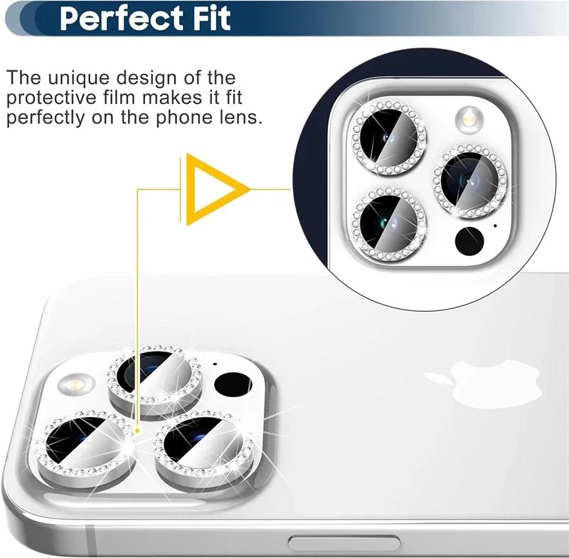 Bling Diamond Glass Camera Lens Protector Case for IPhone 14 15 13 16 Pro Max Plus 12 Mini IPones 16Pro IPhone16 Bumper Cover