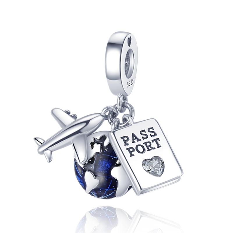 Love Heart Pink Charm Copper Original Butterfly Airplane Travel Charms Beads Fit Bracelets Diy Birthday Jewelry