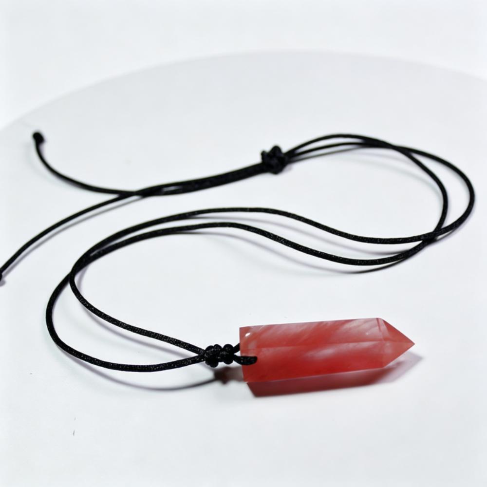 Waxed Cotton Cord Pendulum Necklace Adjustable Rope Stone Pendant  Women and Men