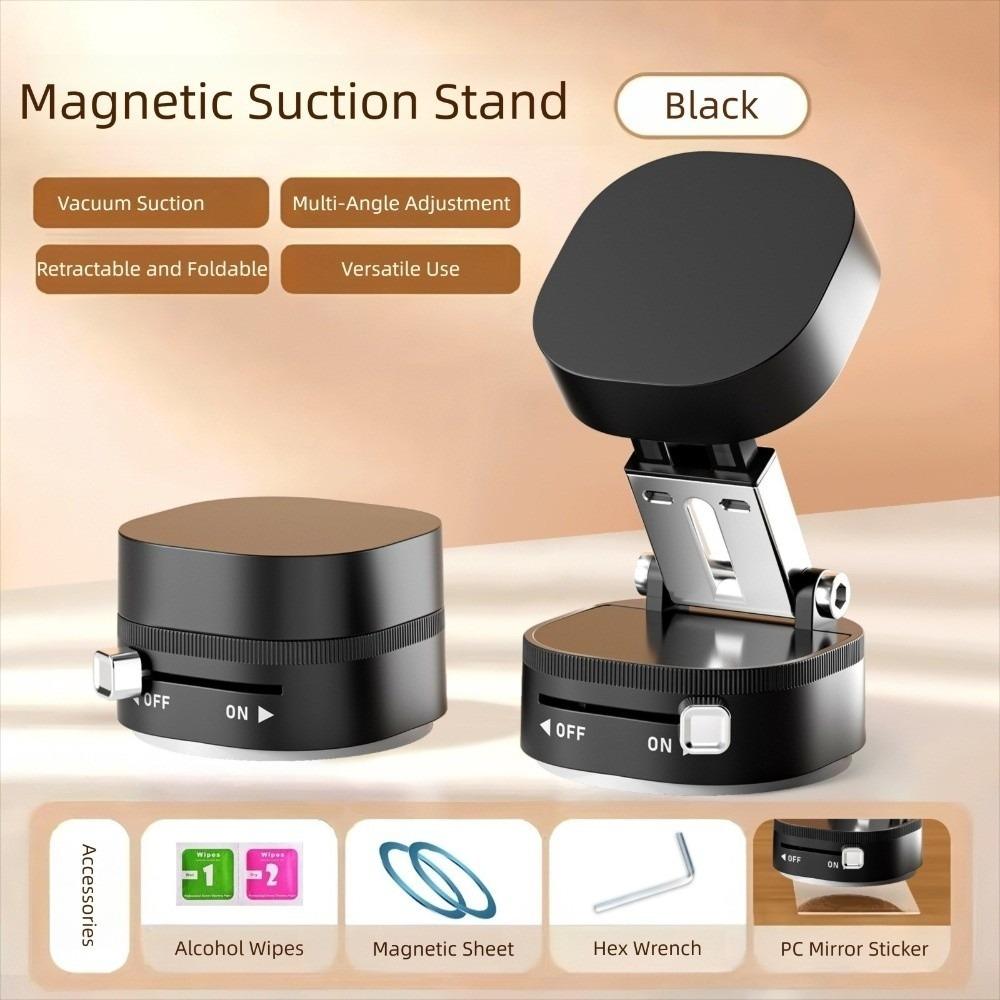 360° Rotation Magnetic Car Phone Holder With Vacuum Suction Cup Car Mount Dashboard Phone Bracket Retractable Folding