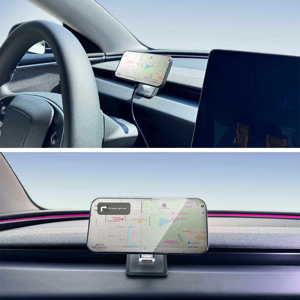 Phone Holder Mount Magnetic Phone Mount Compatible with MagSa for iPhone 16 17 For Tesla Model Y Launch Juniper 2026 Highland