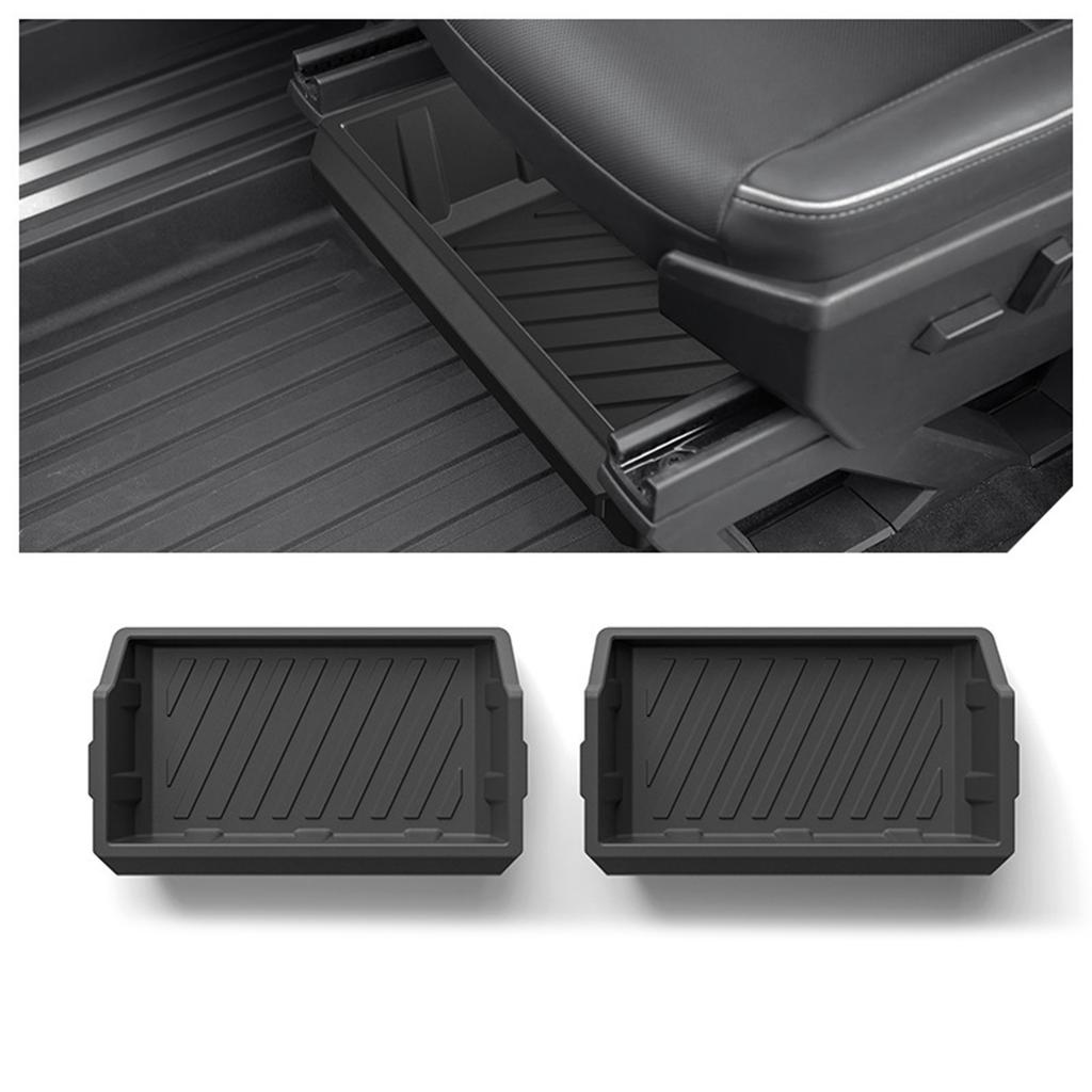 Pack of 2 Silicone Hide Storage Tray Box Under Seat Organizer for 2023-2025 Waterproof Quick Installation