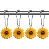 CHICTIE Flowers Shower Curtain Hooks Rings, 12 Pcs Decorative Rustproof Shower Rings for Bathroom Set (Yellow Sunflower)