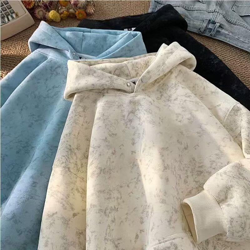 

Autumn and winter hooded sweater men s heavy tie-dye loose trendy brand retro American coat ins Hong Kong top hoodie 5XL синій