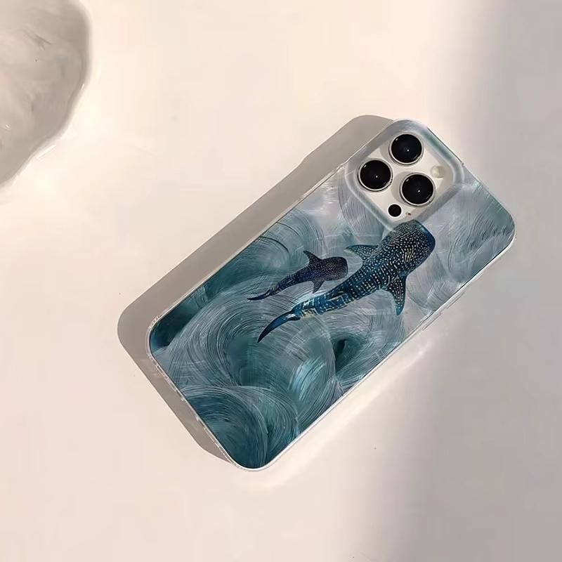 Ocean Shark Whale Design Phone Case For iPhone 11 12 13 14 15 16 Pro Max 7 8 Plus X Xs Max XR SE2 16E Shockproof Bumper Cover