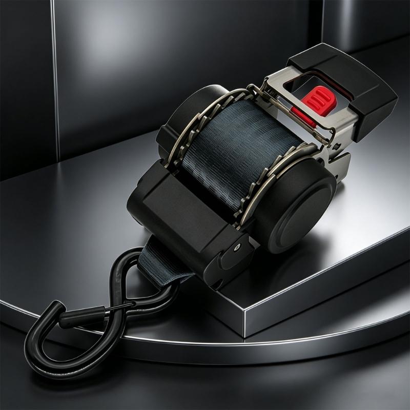 Automatic Extending Ratchet Straps With 1500Kg Load Capacity For Securing Ships Motorcycles And Heavy Cargo
