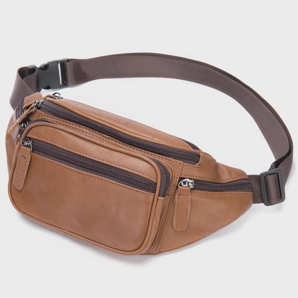 Męska czarna skórzana torba crossbody/nerka ze skóry owczej na outdoor i rekreację 8879