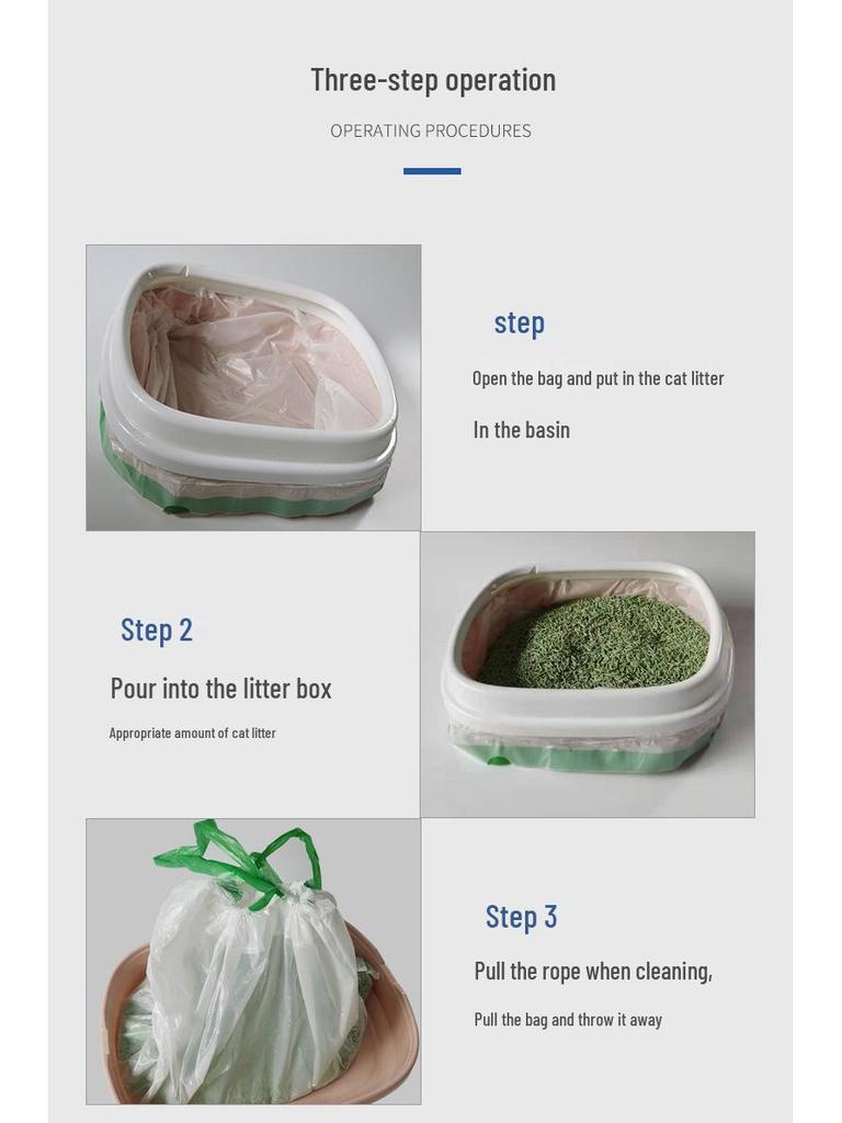 Thickened Drawstring Cat Litter Bags: Anti-scratch, Portable, and Tear-resistant for Easy Litter Box Cleaning