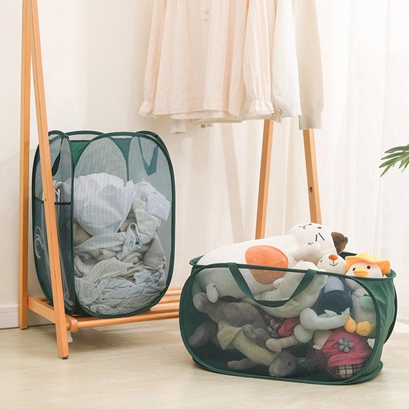 Mesh Pop Up Laundry Hamper Laundry Basket Side Pocket Collapsible Laundry Basket