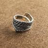 925 Sterling Silver Rings For Women Geometric Fine Jewelry Finger Adjustable Wide Retro Wing Ring For Party Birthday Gift