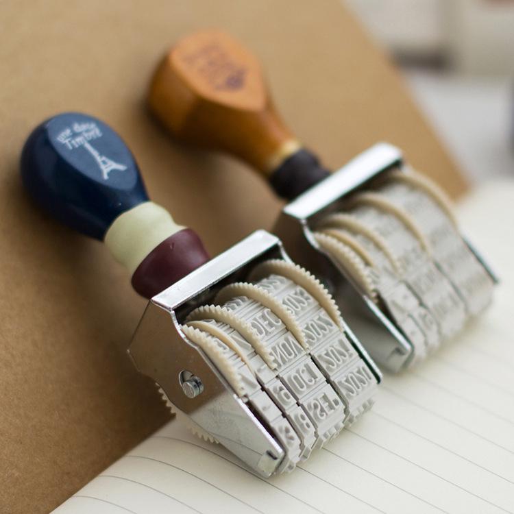 Retro Style Date Roller Stamp - Adjustable Postmark Effect for Journals