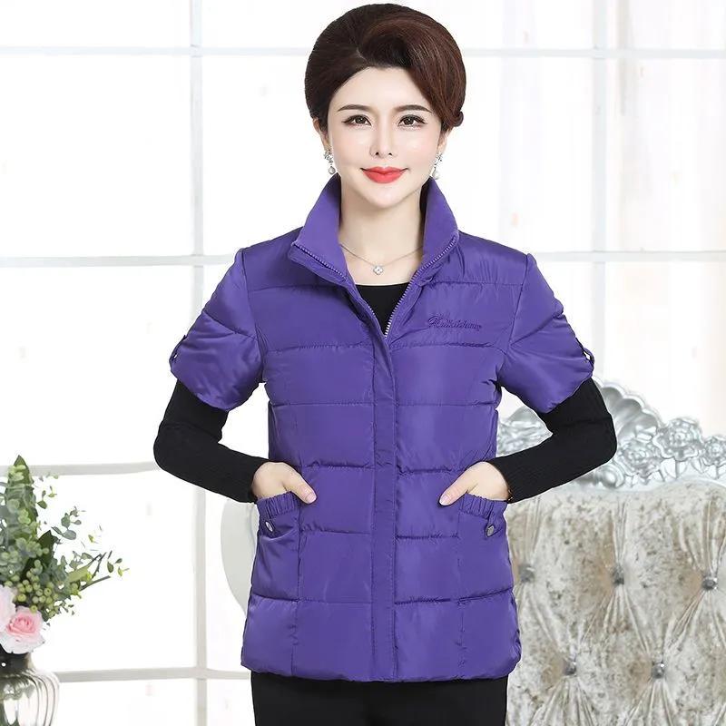 

Жилет пуховый средней и пожилой женщины, короткий, без рукавов, верхняя одежда, жилет с рукавами, куртка из утиного пуха, зимний жилет с полурукавами для мамы M