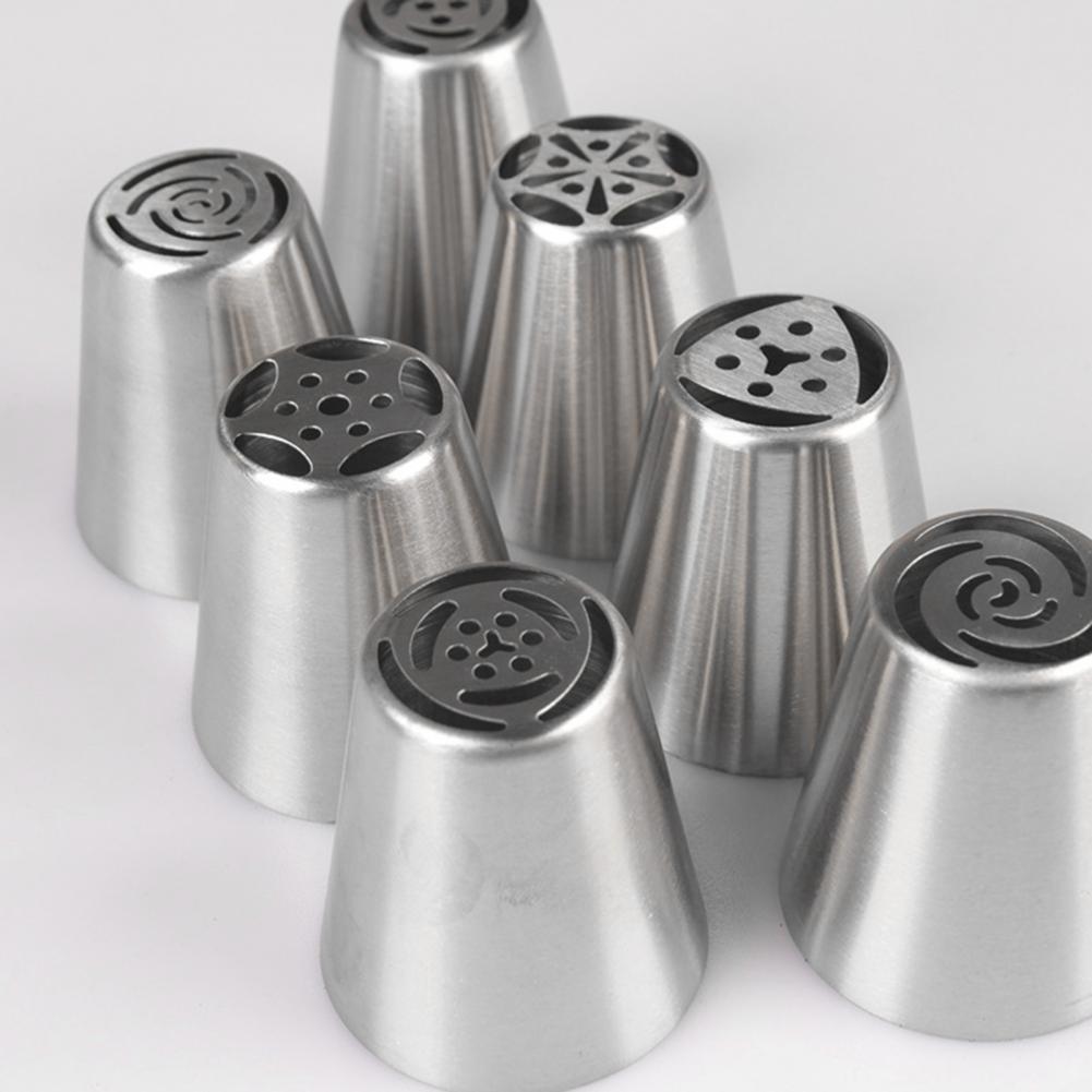 Spritstyll Professional Spritstyllset för Tårtdekoration 7 Blomstertyllar i Rostfritt Stål för Tulpaner Rosor Hemgjorda Bakverk