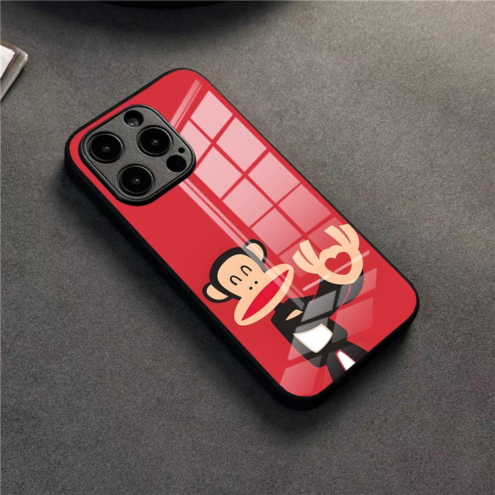 P-Paul F-Frank Big Mouth Monkey Phone Case For 17 Pro Max IPhone 16 Pro 14 12 11 13 Mini X XR XS 15 Plus SE Glass Cover