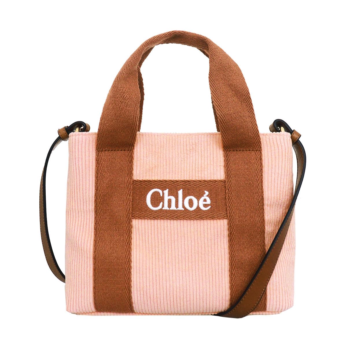 

Хлопковая вельветовая сумка через плечо Chloe с бледным детским логотипом, C20274, Розовый. [Название бренда] [Б/у]