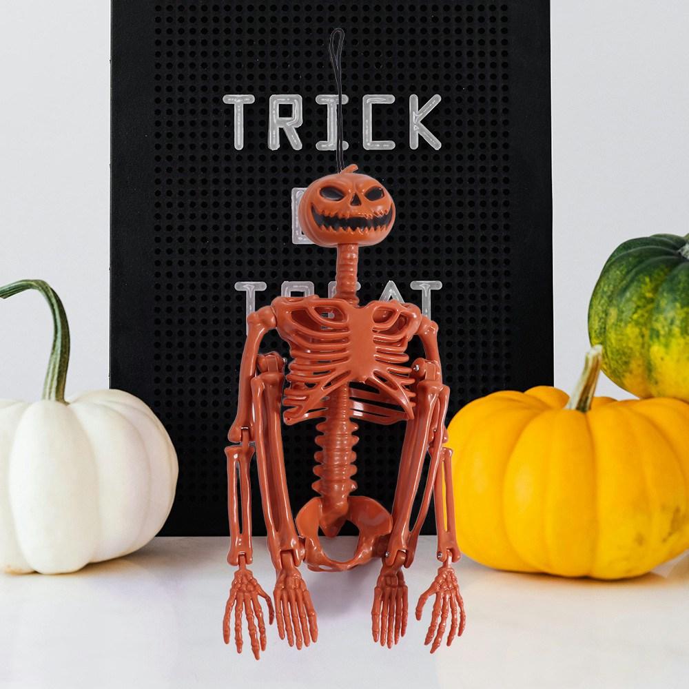 Lifelike Human Skeleton Funny Halloween Movable Skeleton Halloween Pumpkin Skeleton  Party Supplies