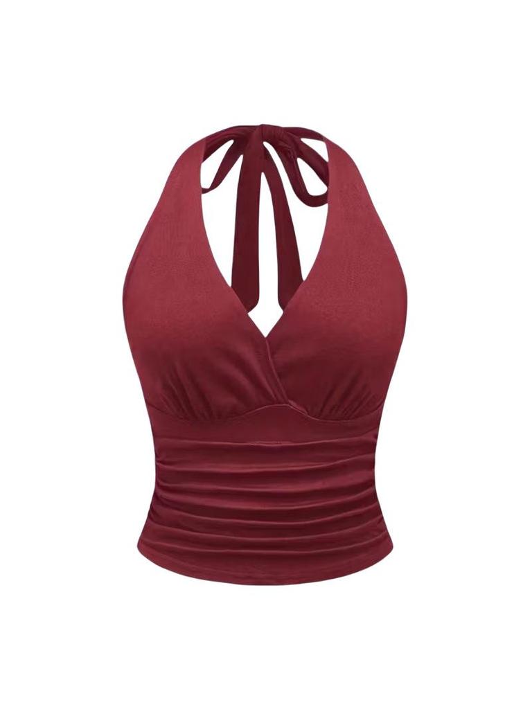 Women's European & American Halter Strap Slim Backless Vest Top