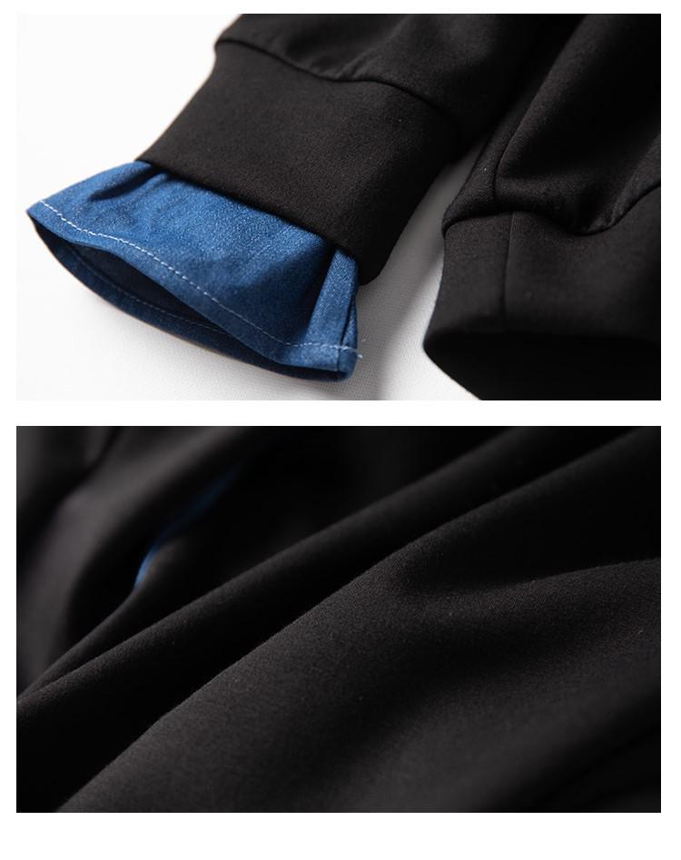 Hanorac fără glugă pentru femei: Modă Toamnă/Iarnă 2023, Croială Largă, Mânecă Lungă la Modă, Aspect Două Piese False, Mărime Mare.