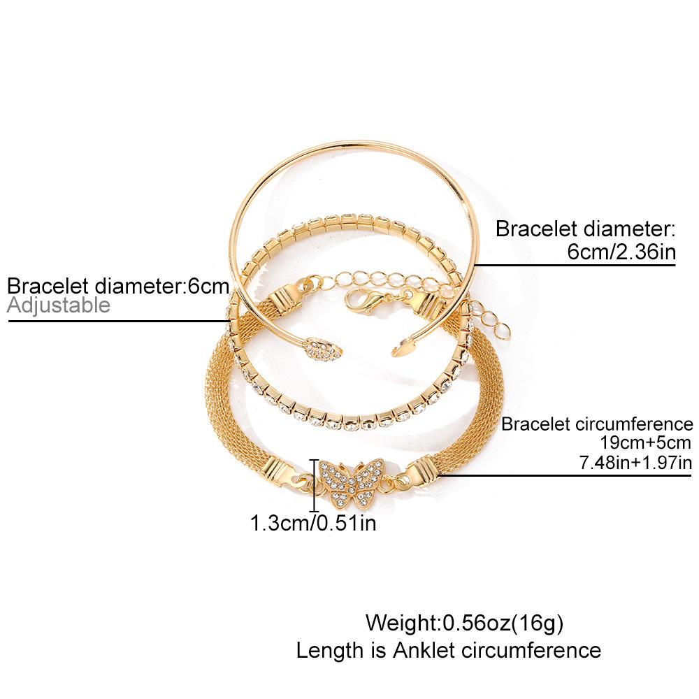 Infinite 8-character Bracelet Heart-shaped Opening Bracelet Diamond-studded Infinity Symbol Alloy 3-piece Set For Women