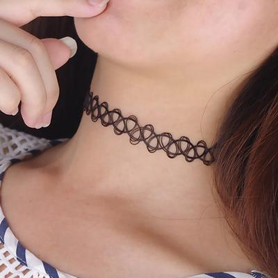 Tattoo Necklace 90s Vintage Retro Elastic Gothic Jewelry Hollow Women Jewelry Necklace Stretching Summer Style Necklace Anklet