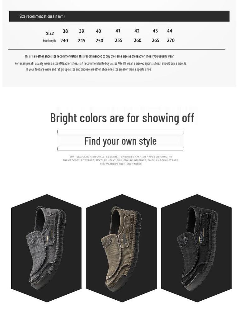 Men's Slip-On Soft Sole Breathable Shoes, Large Size, Spring/Autumn Style, Old Beijing Cloth, Beef Tendon Sole, Dad Driving Shoes