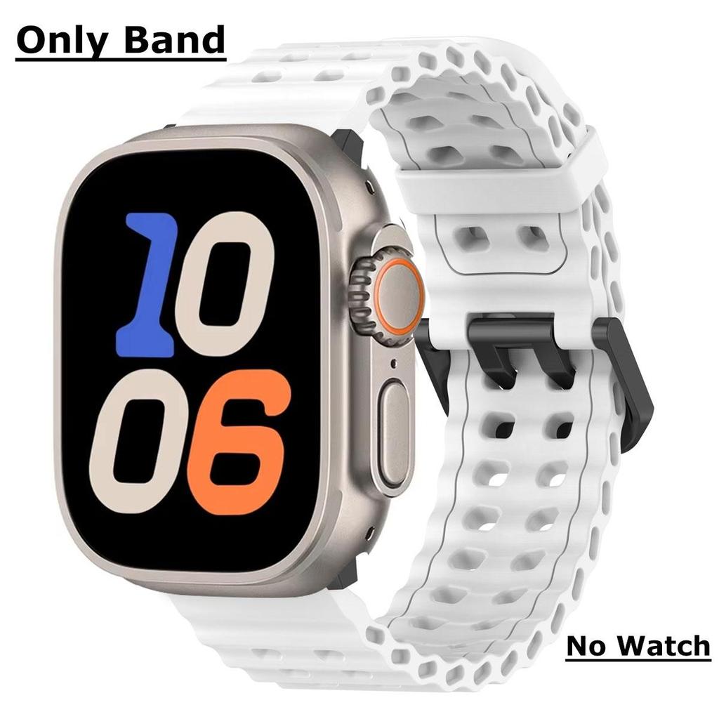 Ocean Silicone Strap for Apple Watch Ultra 2 49mm Band Breathable Bracelet for iWatch Series 10 46mm 42mm 9 8 7 6 SE 45mm 44mm