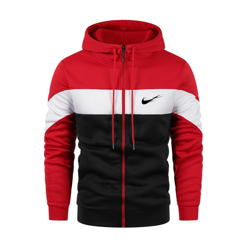 2024 Menn Høst og Vinter Ny Plus-size multifarge hettegenser med glidelås