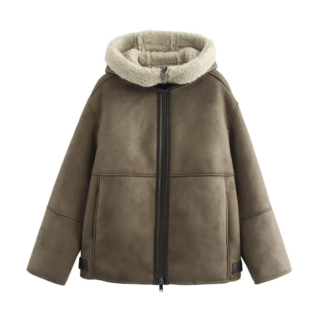 Women's Autumn/Winter Hooded Double-Sided Cotton Jacket - European & American French Style.