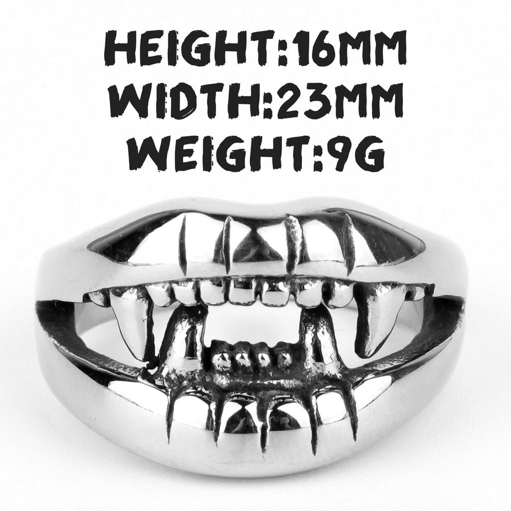 Stainless Steel Men Rings Devil Mouth Teeth Punk Rock Personality for Biker Male Boyfriend Jewelry Creativity Gift