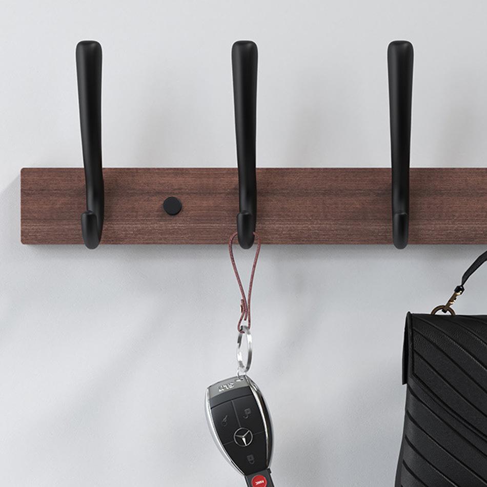 Nástěnný háček z ořechového dřeva Černá Bílá Hliník Creative 3 4 5 Řadové háčky do koupelny Kuchyňská dvířka Dekorativní držák na ručníky na ručníky