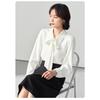 Spring and Autumn White Long Sleeve Chiffon Bow Shirt Women's Professional Formal Inner Top