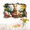 Creative Easter Wall Stickers 3D Breakthrough Stickers Easter Bunny Wall Decals For Home Roomm Room Party